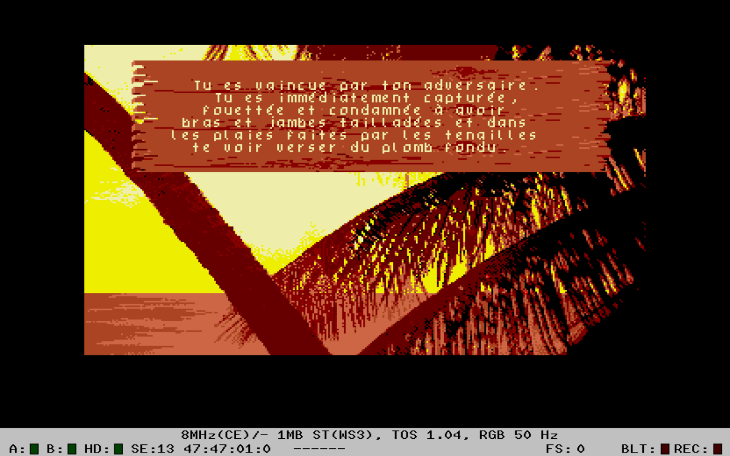 Screencapture of a Game Over screen