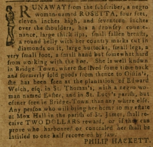 Runaway-slave ad, 3 January 1789