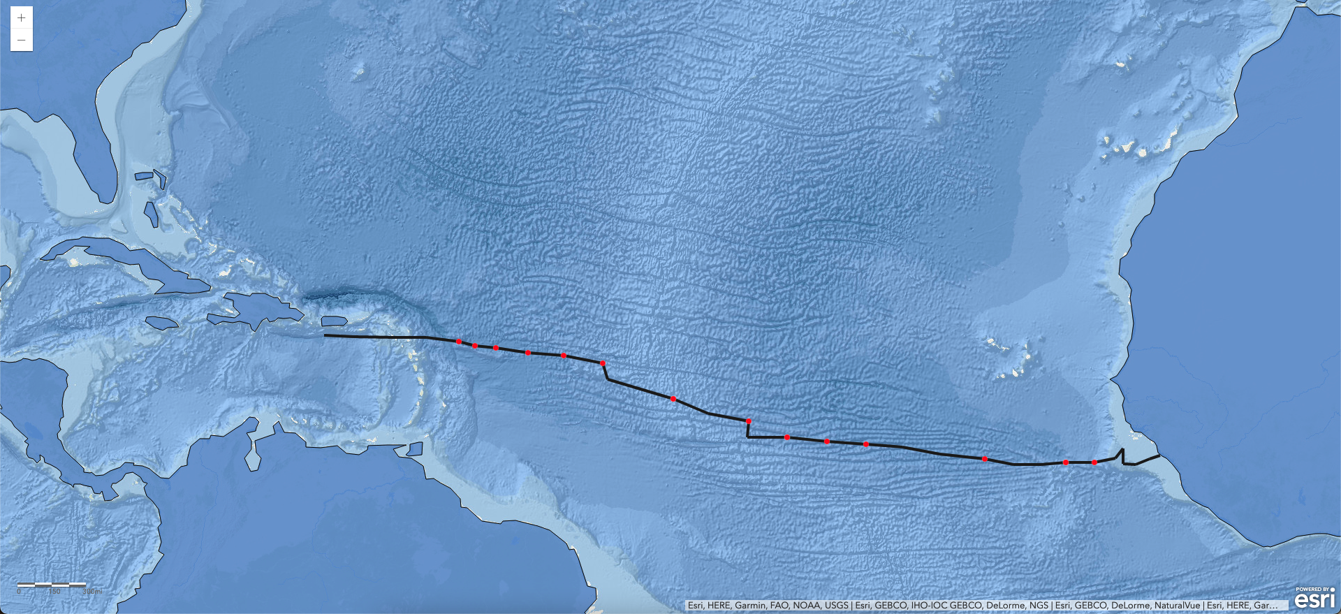 GIS rendering of the voyage of the *Good Hope*