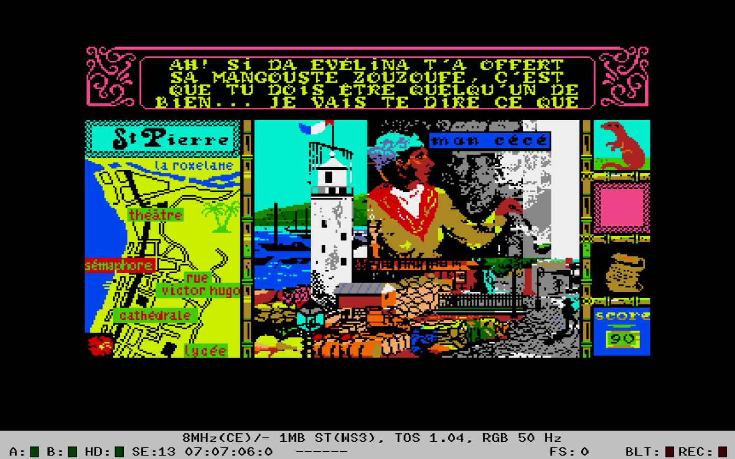 Fig. 13. Screen capture from *Méwilo*, Atari, French version.