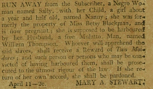 Runaway-slave ad, 14 April 1807.