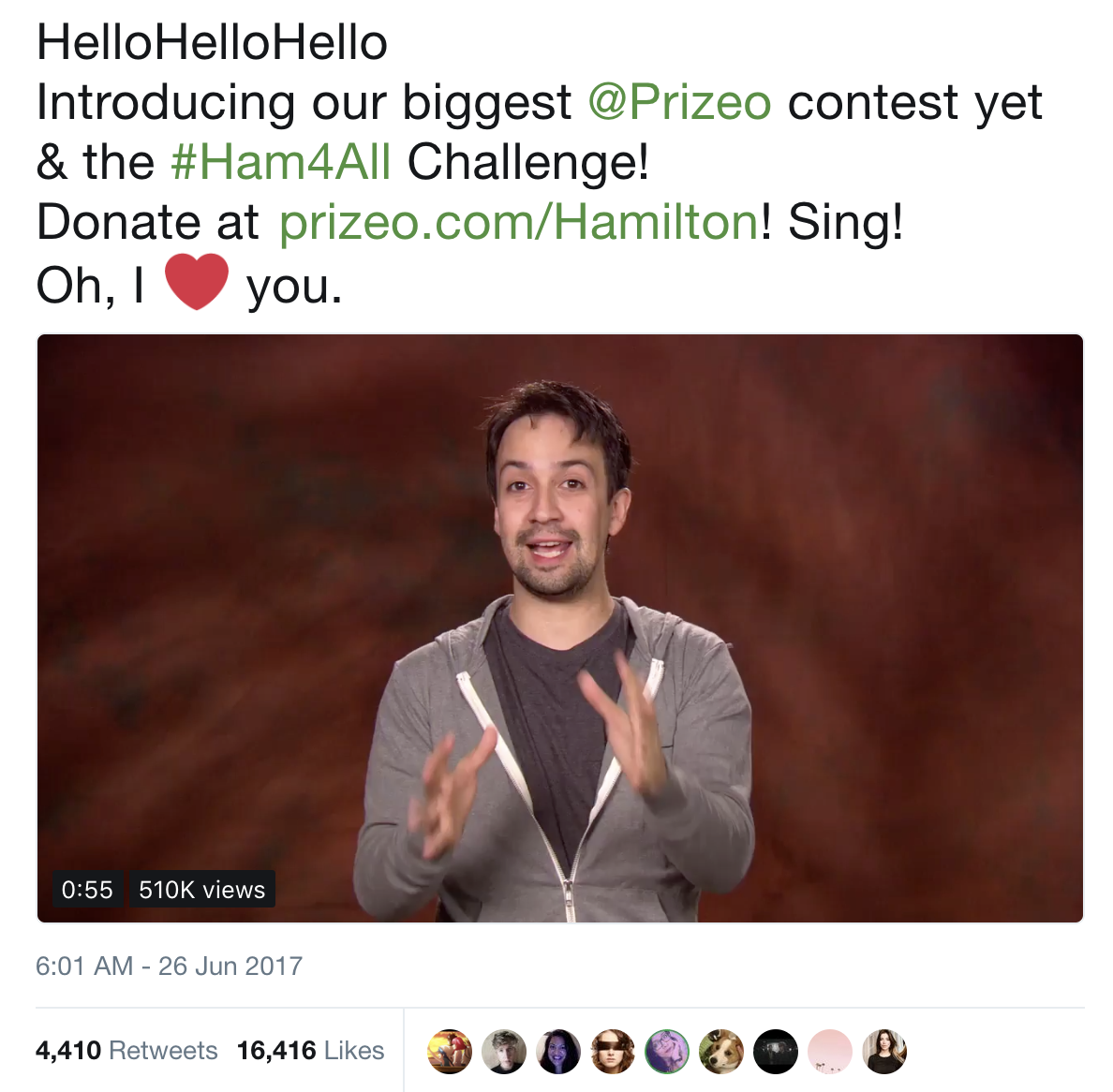 Figure 19. Miranda's #Ham4All challenge.