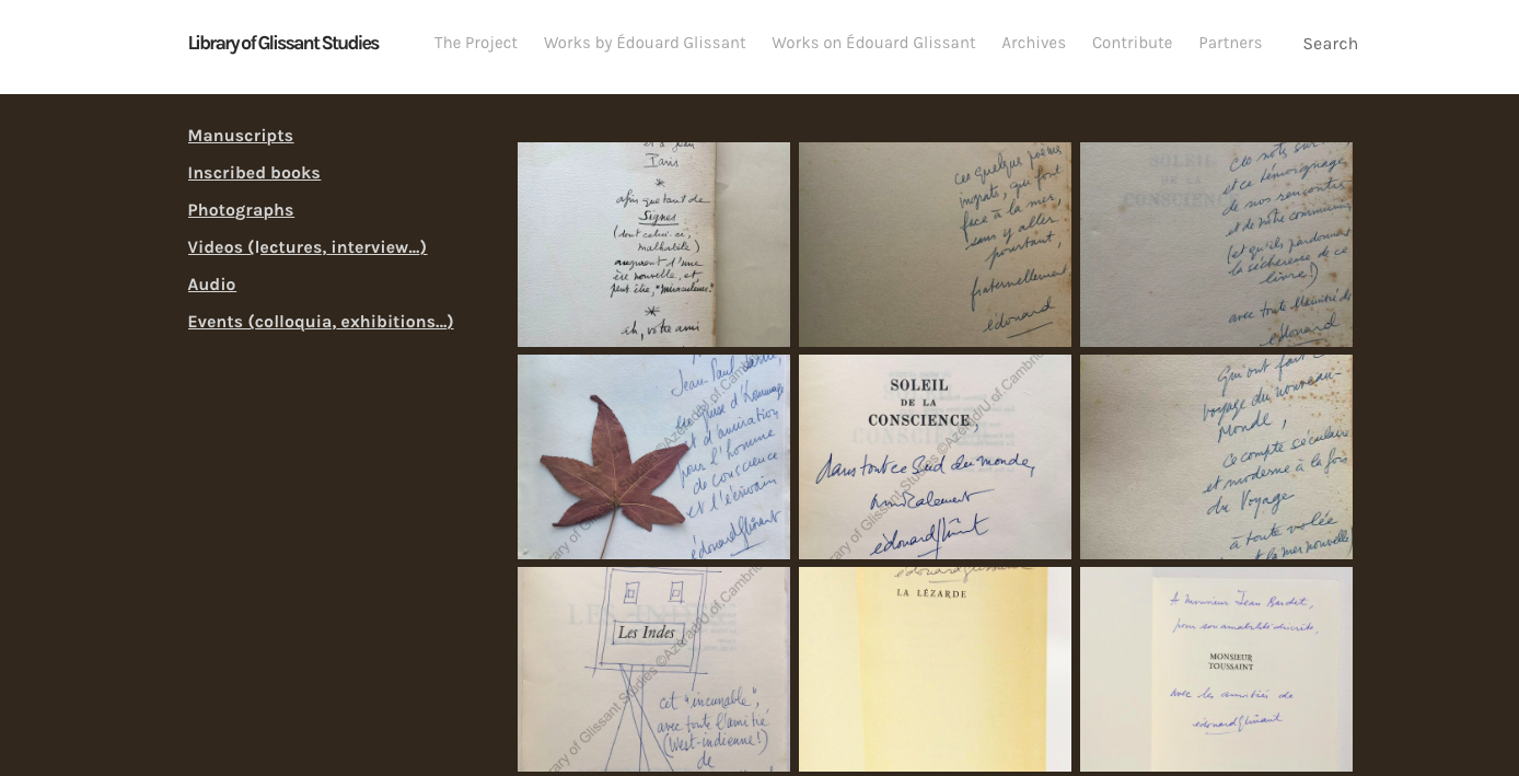 Works by Édouard Glissant: Inscribed Books