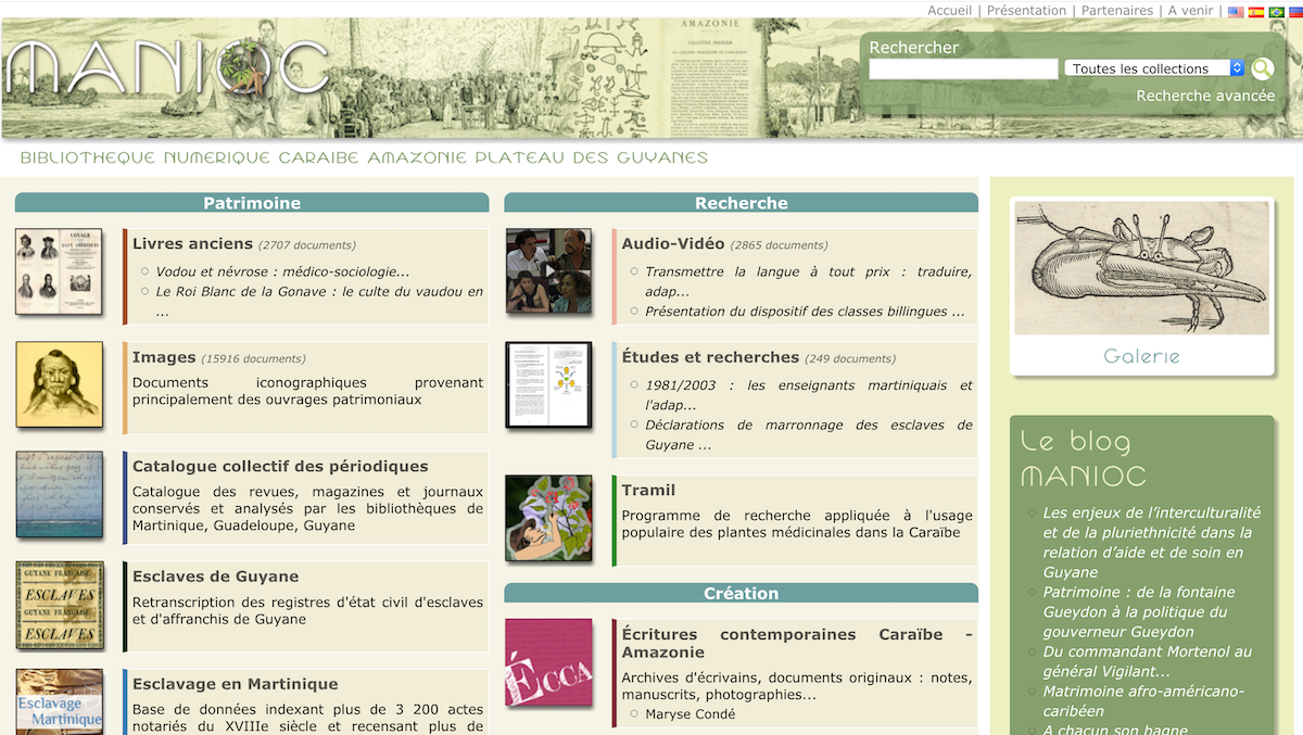 *Manioc* Homepage Content