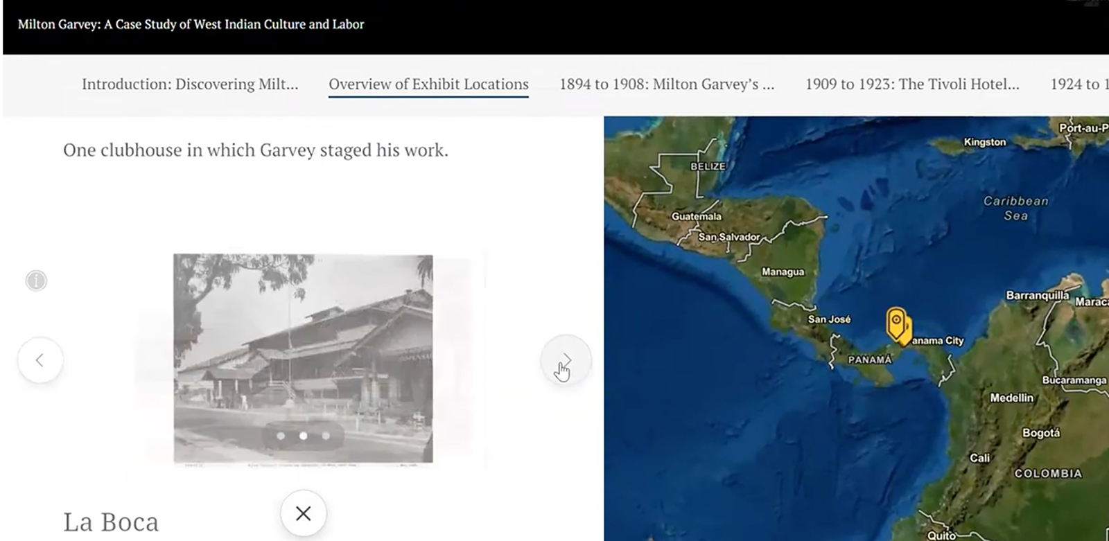 Map of the venues where Garvey's plays were performed