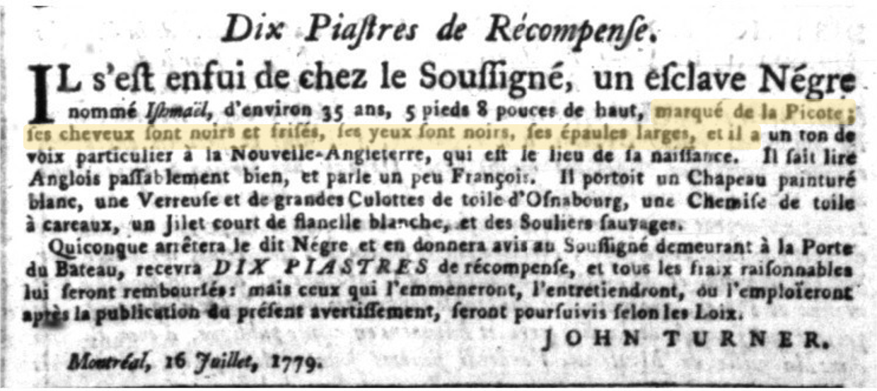 Annotations for an ad in the Runaway Slaves in Britain database